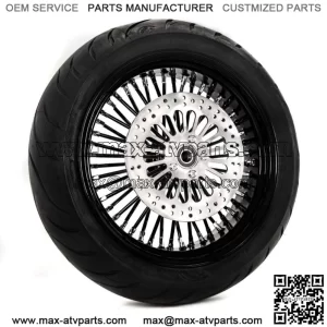 Black Out 18 X 3.5 48 Fat King Spoke Rear Wheel Rim BW Tire Rotor Package Harley (For: Harley-Davidson)