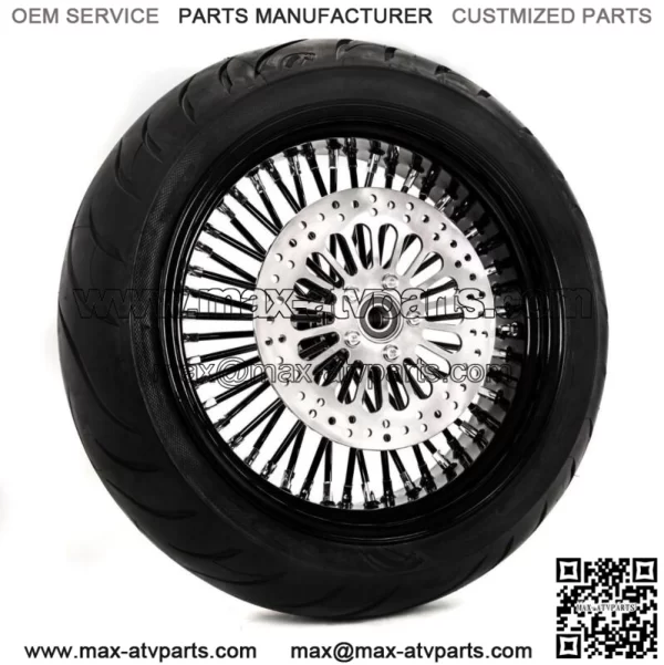 Black Out 18 X 3.5 48 Fat King Spoke Rear Wheel Rim BW Tire Rotor Package Harley (For: Harley-Davidson)