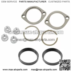 New Exhaust Flange Install Kit Pair Flanges Gaskets C-Clips Nuts Washers Harley (For: Harley-Davidson)
