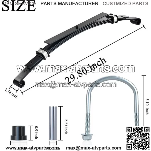 4-Leaf Heavy Duty Golf Cart Rear Leaf Spring for Club Car DS 1982-up W/ Bushing - Image 2