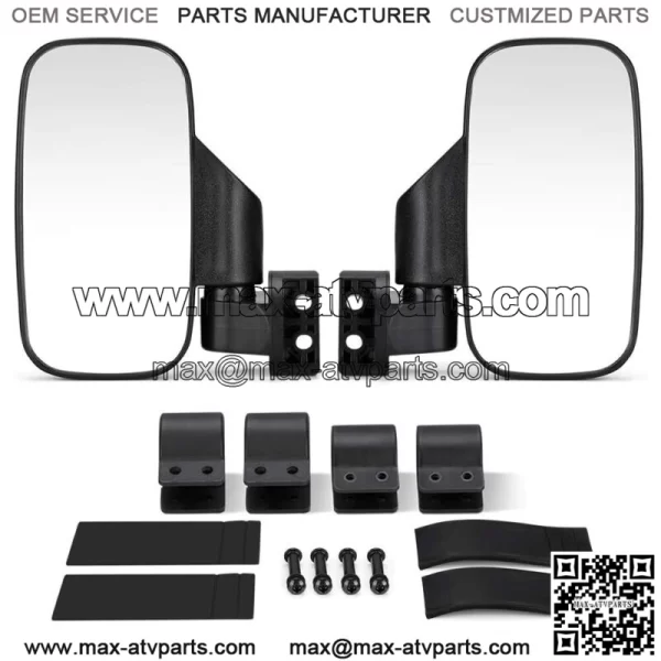 Rear Side View Mirror For 1.75" 2" Clamp UTV ATV Polaris Ranger 400 500 800 XP - Image 2