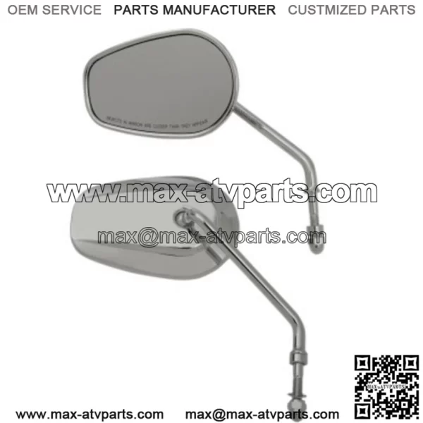Chrome OE Style Tapered Long Stem Teardrop Mirrors Pair Harley (For: Harley-Davidson)