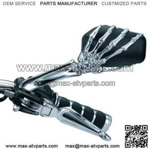 Kuryakyn Skeleton Chrome Hand Black Mirrors Set Motorcycle Harley Honda Yamaha (For: Harley-Davidson)