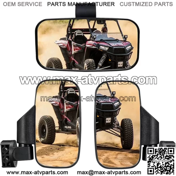 UTV Rear Side View & Center Mirrors For Kawasaki Mule PRO FX FXT DX DXT PRO-MX (For More than one vehicle)