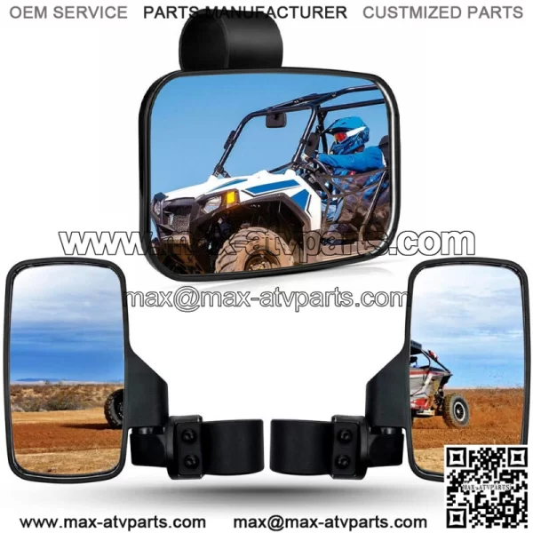 UTV Rear Side View & Center Mirrors For Kawasaki Mule PRO FX FXT DX DXT PRO-MX (For More than one vehicle) - Image 2