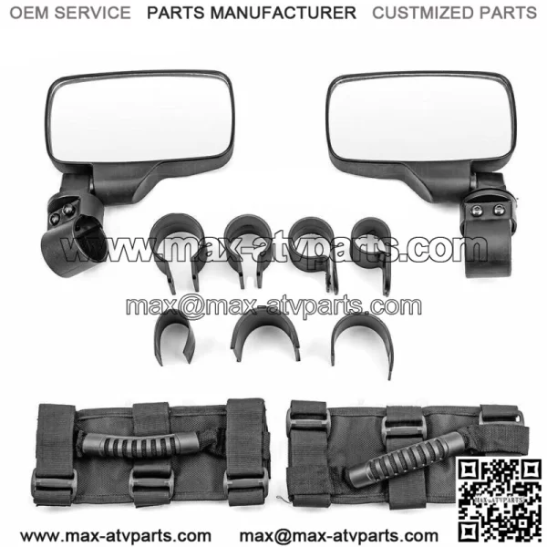 Adjust Rear Center Side View Mirrors w/Handle Graps For Kawasaki Teryx 4 750 800 (For More than one vehicle) - Image 2