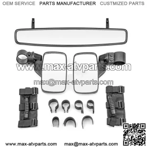 Rear View Center Side Mirrors + Grab Handles For Polaris Ranger 570 800 Mid Size (For More than one vehicle)