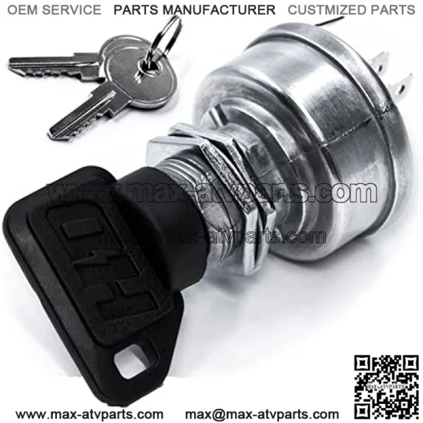 Ignition Switch fits John Deere Gator 4x2 4x4 6x4 SR95 Military CS CX TH TS TX RSX XUV RSX850i RSX860i XUV620i XUV625i XUV825i XUV850D - Sport Turf E-Gator HPX - 3 Keys & Free Carabiner