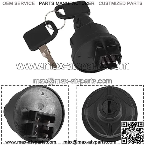 Ignition Switch with Keys AUC15805 TCA26088 TCA24615 UC10104 AUC13979 Fits for John Deere 636M 648M 652M 652R Quik-Trak Mowers Z915 Z920 Z930 Z950 Z960 Z970 Ztrak Mowers 2020A 2030A - Image 2