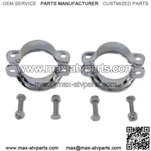 V-Twin Muffler Inlet End Clamp Set Pair Chrome Replica Harley Touring 85-94 (For: Harley-Davidson)