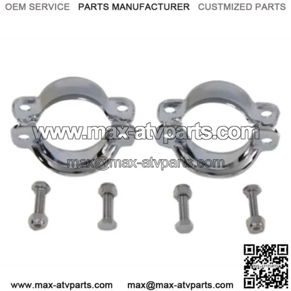 V-Twin Muffler Inlet End Clamp Set Pair Chrome Replica Harley Touring 85-94 (For: Harley-Davidson)