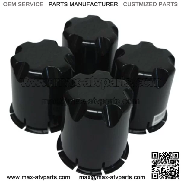 Golf Cart UTV ATV Wheel Rim Black Center Caps (Set of 4)