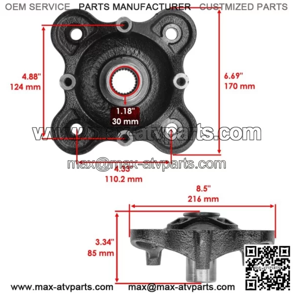 Rear Wheel Hub Kit For Polaris Ranger 1000 Diesel 2016-2018 (For: Polaris) - Image 2