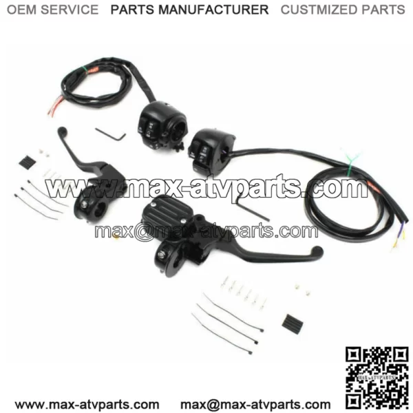 Black Handlebar Controls Hand Lever Set Control Kit Single Disc Switches Wiring (For: Harley-Davidson)