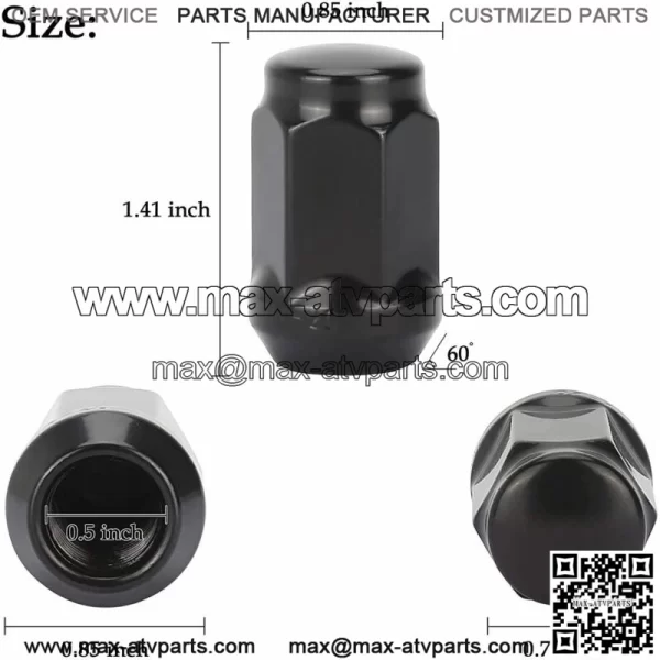 Golf Cart Wheel Lug Nuts for EZGO Club Car 16Pcs Black Standard Threads - Image 2