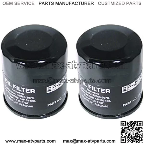 2pk Oil Filter Replaces John Deere AM107423 Kawasaki 49065-2078 Club Car 1016467 Robin 261-65902-A0 Onan 122-0737-03 Cub Cadet 490-201-0001