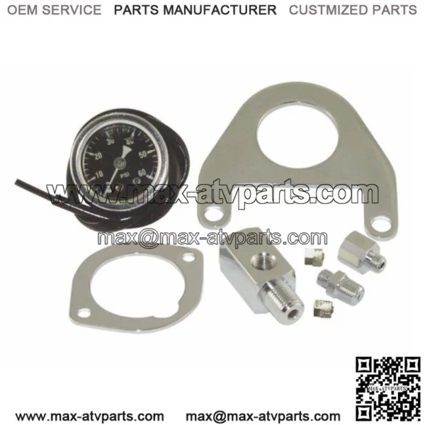Chrome Black Face Oil Pressure Gauge Kit Harley Twin Cam Touring Dyna Softail (For: Harley-Davidson)