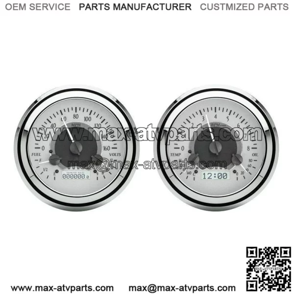47-53 Chevy GMC Truck Analog Dash Gauge Silver White VHX-47C-PU