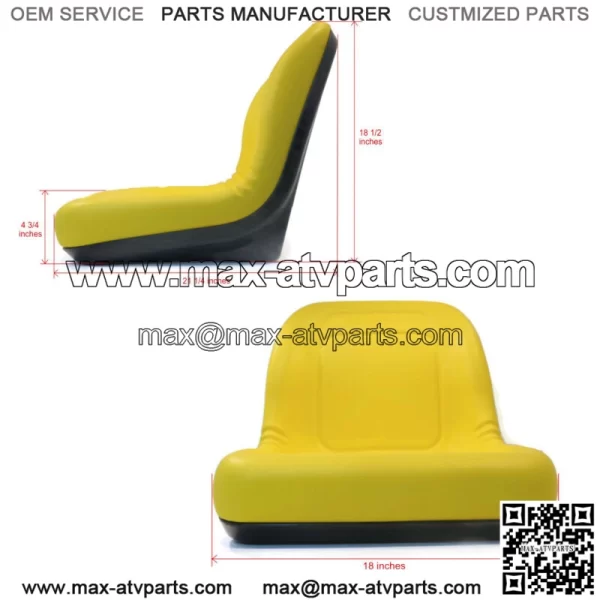 Yellow HIGH BACK Seat for John Deere Gator TX  TX 4x2  TX Turf  TX 4x2 Turf UTV - Image 2