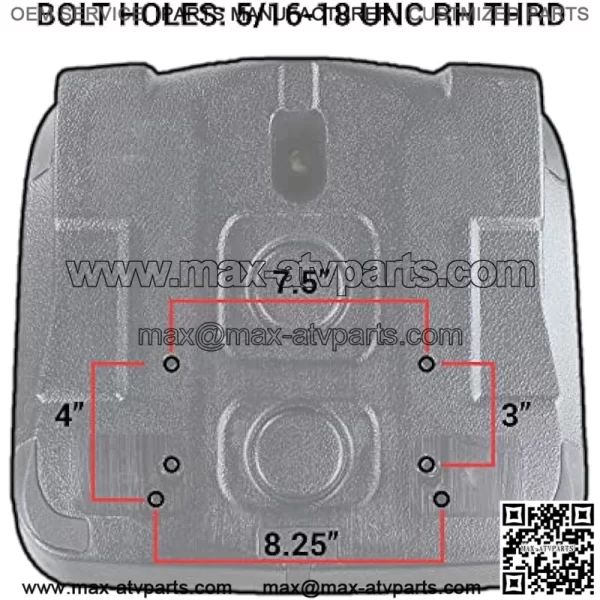 E-AM129970 Black Seat for John Deere Gator w/Drain Hole (M-Gator, E, Turf, TX 4X2, TH Turf, XUV550, 4X4 HPX, 4X2 Trail, 6X4 Trail ++) - Image 4