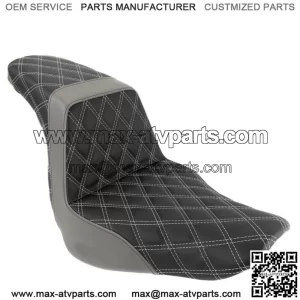 Saddlemen Step 2 Up Lattice Diamond Silver Stitch Seat M8 Harley Softail FXLRS (For: Harley-Davidson)