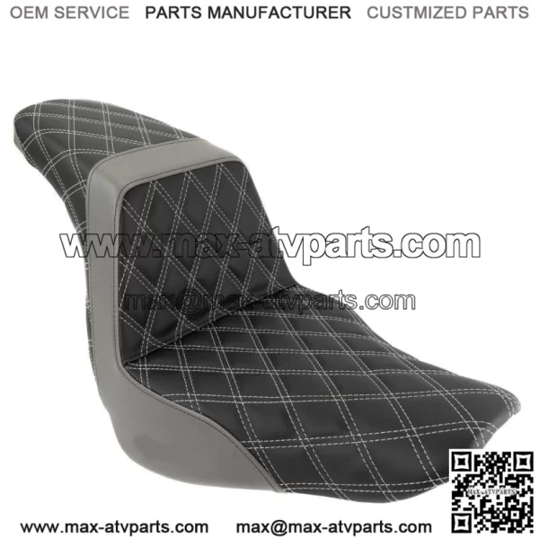 Saddlemen Step 2 Up Lattice Diamond Silver Stitch Seat M8 Harley Softail FXLRS (For: Harley-Davidson)