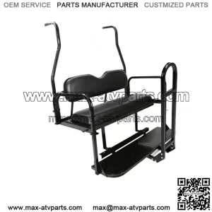 Folding Rear Flip Seat Kit w/Grab Bar for Club Car Golf Cart DS 2001-2013 Black