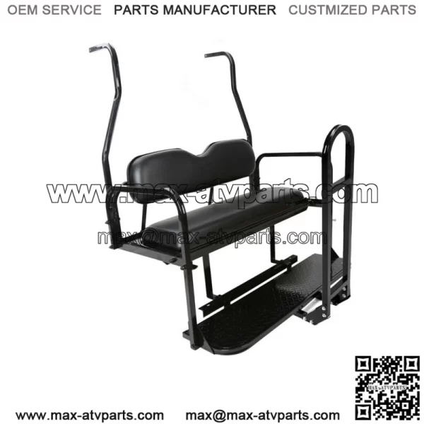 Folding Rear Flip Seat Kit w/Grab Bar for Club Car Golf Cart DS 2001-2013 Black