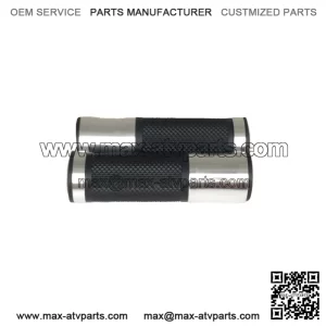 1 Pair 7/8" CNC Motorcycle Bike ATV Sports Aluminum Rubber Gel Hand Grips Handlebar Cafe Racer End Bar (Titanium)