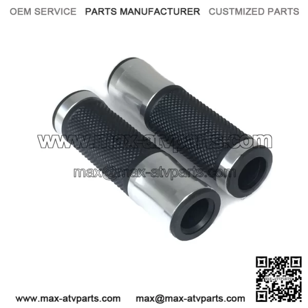 1 Pair 7/8" CNC Motorcycle Bike ATV Sports Aluminum Rubber Gel Hand Grips Handlebar Cafe Racer End Bar (Titanium) - Image 3