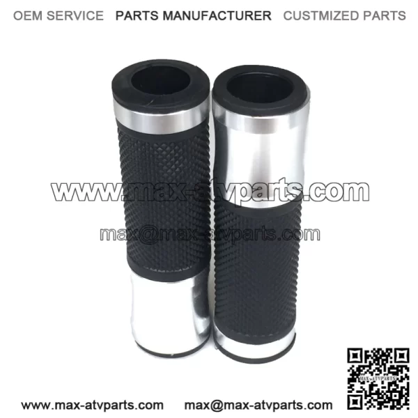 1 Pair 7/8" CNC Motorcycle Bike ATV Sports Aluminum Rubber Gel Hand Grips Handlebar Cafe Racer End Bar (Titanium) - Image 4