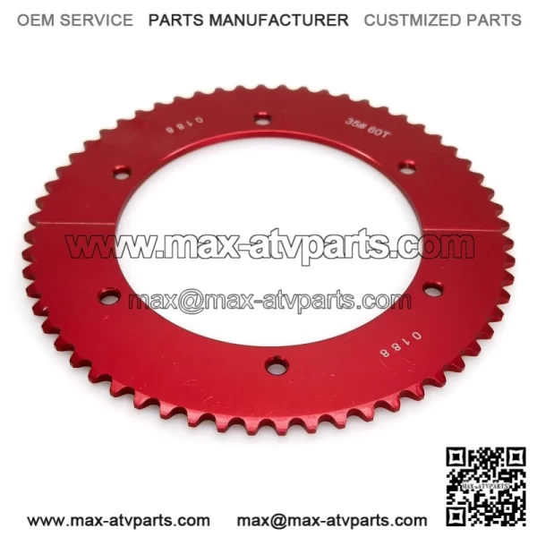 60T #35 Red Aluminum Split Sprocket - Image 2