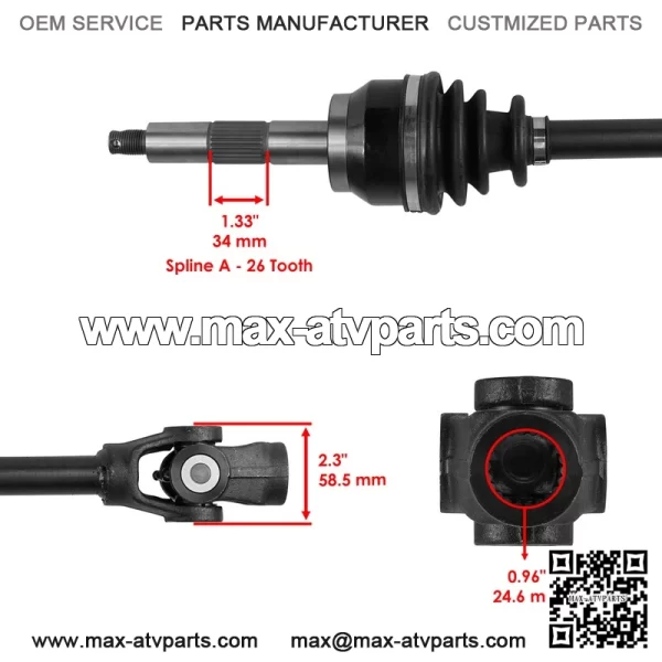 Polaris Scrambler 500 4X4 1999-2009 Front Right CV Joint Axle - Image 3