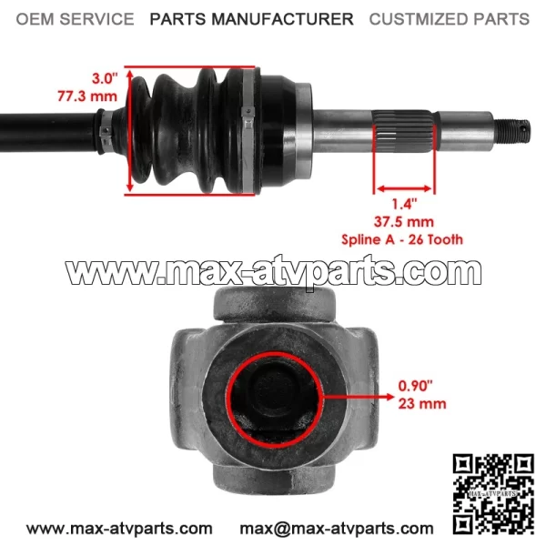 Polaris Scrambler 500 1997-1998 Front Right CV Joint Axle (BTB 138 Stamped) - Image 3